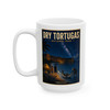15 oz white ceramic Dry Tortugas National Park coffee mug featuring MOMENT No. 003 shark and nighttime fishing artwork.
