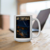 15 oz white ceramic Dry Tortugas National Park coffee mug featuring MOMENT No. 003 shark and nighttime fishing artwork.