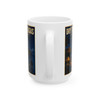 15 oz white ceramic Dry Tortugas National Park coffee mug featuring MOMENT No. 003 shark and nighttime fishing artwork.