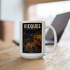 15 oz white ceramic Vieques Island Puerto Rico coffee mug featuring MOMENT No. 005 wild horse artwork.
