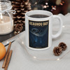 11 oz white ceramic Keauhou Bay Kona Hawaii coffee mug featuring MOMENT No. 008 manta ray night dive artwork.