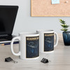 11 oz white ceramic Keauhou Bay Kona Hawaii coffee mug featuring MOMENT No. 008 manta ray night dive artwork.