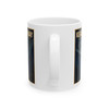 11 oz white ceramic Keauhou Bay Kona Hawaii coffee mug featuring MOMENT No. 008 manta ray night dive artwork.