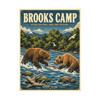 18 x 24 inch Brooks Camp Katmai Alaska matte poster featuring MOMENT No. 006 brown bear and salmon artwork.