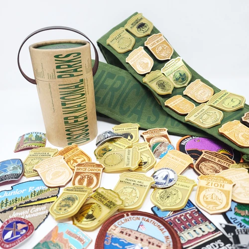 National Park Junior Ranger adventure sash with storage tube and wearable badge display design