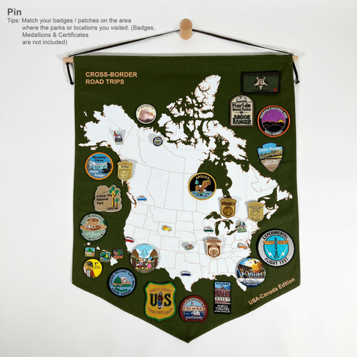 Cross-Border Road Trips Planner & Display Banner w/ Campervan Enamel Pins Collection