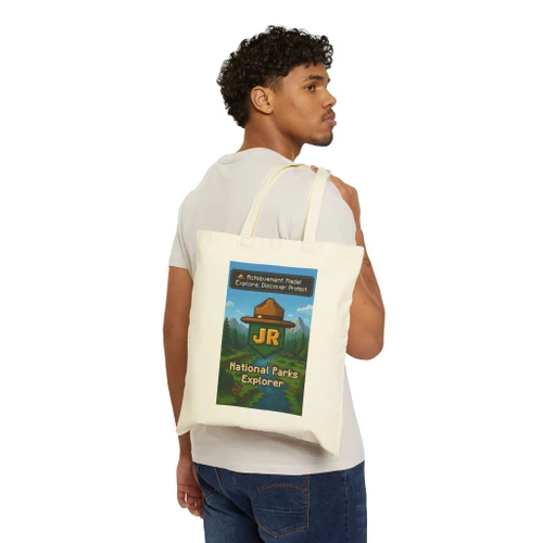 National Parks Explorer Tote Bag – JR Ranger Pixel Badge Canvas Tote