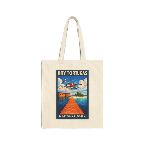 Dry Tortugas Seaplane Tote – National Park Vintage Travel Poster Canvas Bag