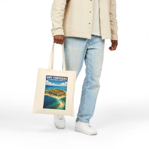 Dry Tortugas Fort Jefferson Tote – Florida Coastal Travel Poster Canvas Bag