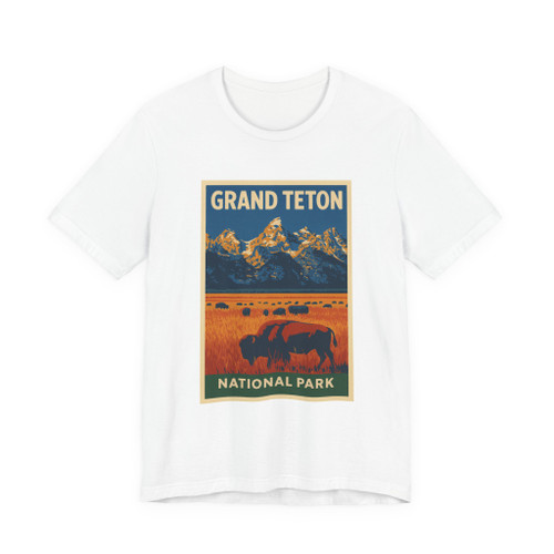 Grand Teton Buffalo Tee – Vintage Mountain National Park Poster T-Shirt