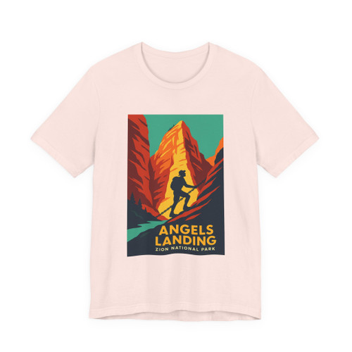 Angels Landing Hiker Tee – Zion National Park Vintage Poster T-Shirt