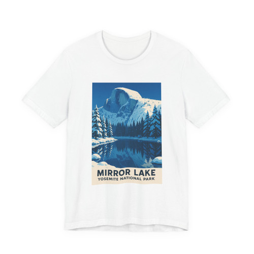 Mirror Lake Yosemite Tee – Half Dome Winter Landscape Vintage Poster T-Shirt