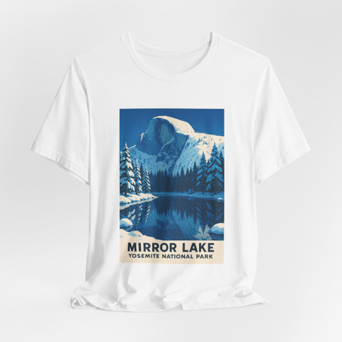 Mirror Lake Yosemite Tee – Half Dome Winter Landscape Vintage Poster T-Shirt