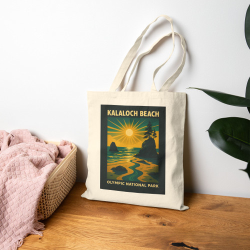 Kalaloch Beach Tote Bag – Olympic National Park Vintage Poster Canvas Tote