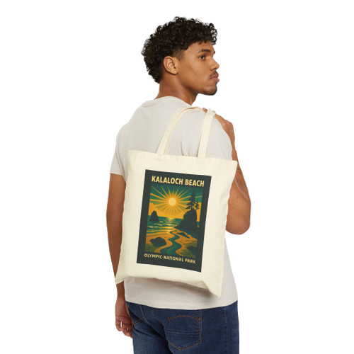 Kalaloch Beach Tote Bag – Olympic National Park Vintage Poster Canvas Tote
