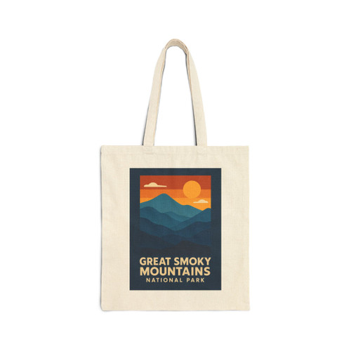 Great Smoky Mountains Tote Bag – Retro Mountain Sunset Canvas Tote