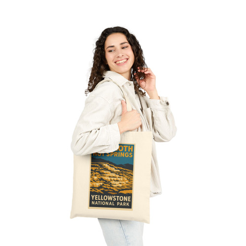 Mammoth Hot Springs Tote Bag – Yellowstone National Park Vintage Canvas Tote
