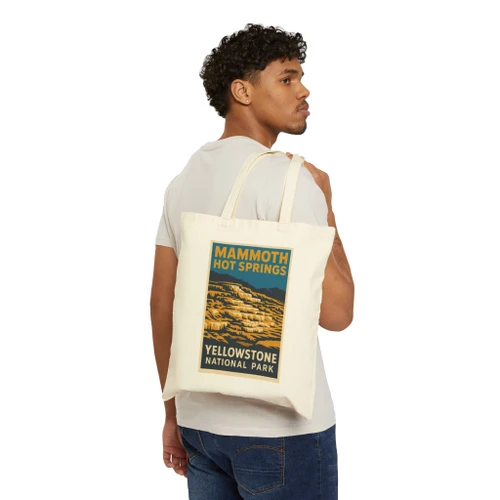 Mammoth Hot Springs Tote Bag – Yellowstone National Park Vintage Canvas Tote