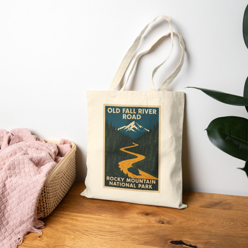 Old Fall River Road Tote Bag – Rocky Mountain National Park Vintage Poster Canvas Tote