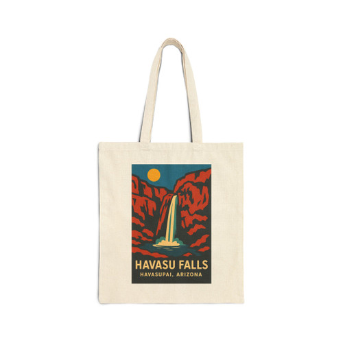 Havasu Falls Tote Bag – Havasupai Arizona Waterfall Vintage Travel Poster Canvas Tote