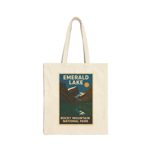 Emerald Lake Rocky Mountain Tote Bag – Vintage National Park Travel Poster Canvas Tote