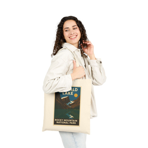 Emerald Lake Rocky Mountain Tote Bag – Vintage National Park Travel Poster Canvas Tote