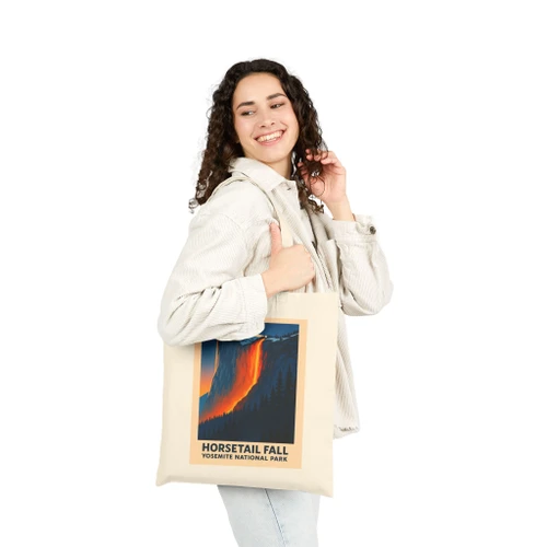 Horsetail Fall Firefall Yosemite Tote Bag – Vintage National Park Poster Canvas Tote