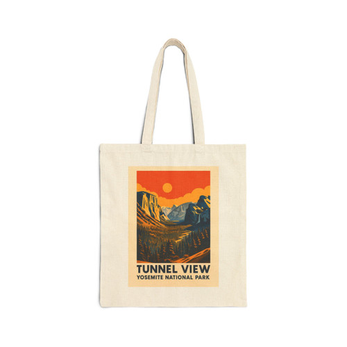 Tunnel View Sunrise Yosemite Tote Bag – Vintage National Park Poster Canvas Tote