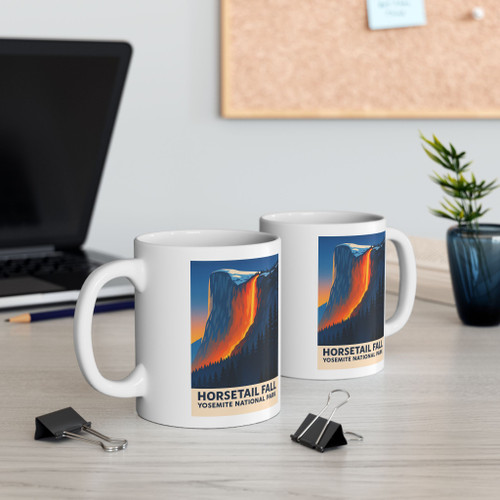 Horsetail Fall Firefall Mug – Yosemite National Park Vintage Poster Coffee Cup