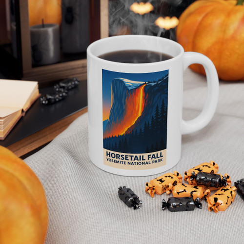 Horsetail Fall Firefall Mug – Yosemite National Park Vintage Poster Coffee Cup