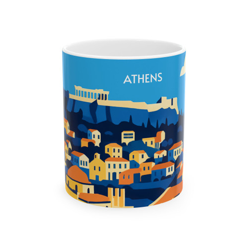 Athens Skyline Illustration Mug – Greek Cityscape Vintage Travel Ceramic Coffee Cup