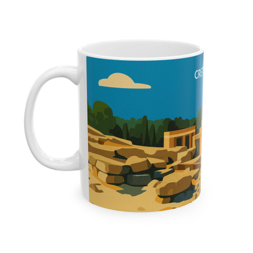 Crete Travel Poster Mug – Palace of Knossos Vintage Ceramic Coffee Cup
