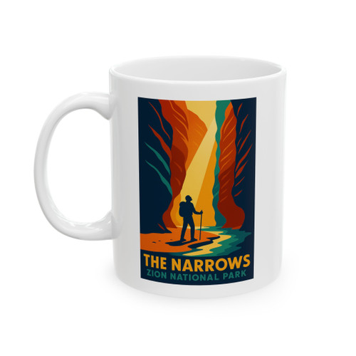 The Narrows Zion Mug – Vintage National Park Poster Ceramic Coffee Cup