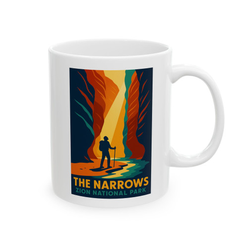The Narrows Zion Mug – Vintage National Park Poster Ceramic Coffee Cup
