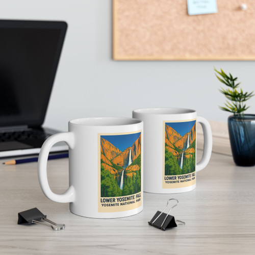 Lower Yosemite Fall Mug – Yosemite National Park Vintage Travel Poster Coffee Cup