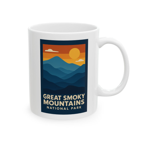 Great Smoky Mountains National Park Mug – Vintage Sunset Poster Coffee Cup