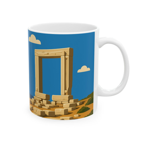 Naxos Greek Ruins Mug – Vintage Island Travel Poster Coffee Cup