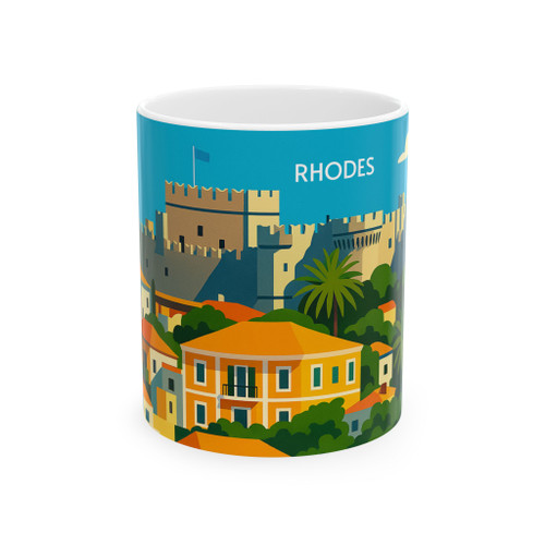 Rhodes Old Town Mug – Palace of the Grand Master Vintage Travel Poster Coffee Cup