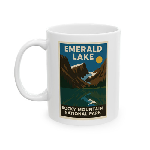 Emerald Lake Rocky Mountain Mug – Vintage National Park Poster Coffee Cup