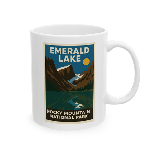 Emerald Lake Rocky Mountain Mug – Vintage National Park Poster Coffee Cup