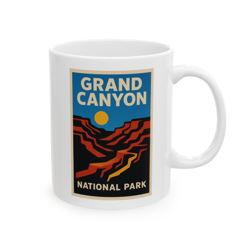 Grand Canyon Mug – Vintage National Park Sunset Poster Coffee Cup