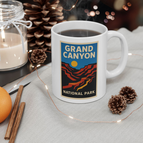 Grand Canyon Mug – Vintage National Park Sunset Poster Coffee Cup