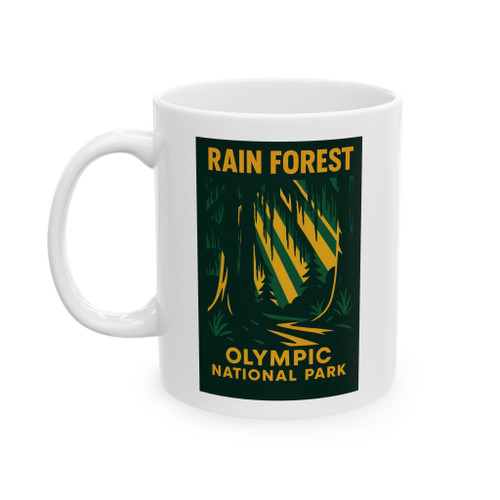 Olympic Rain Forest Mug – Vintage National Park Poster Coffee Cup