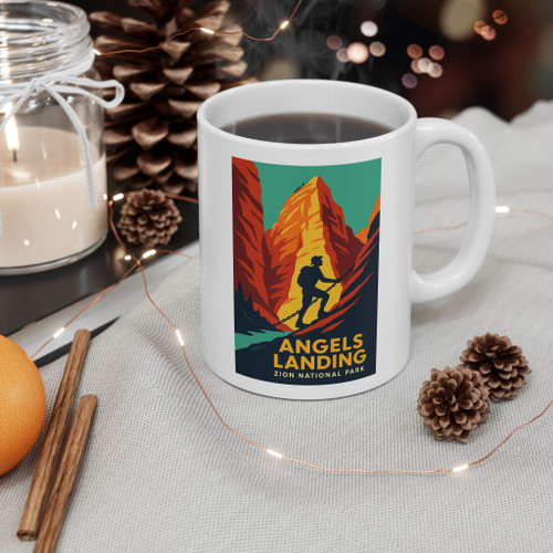 Angels Landing Zion Mug – Vintage National Park Poster Coffee Cup