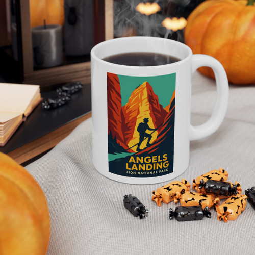 Angels Landing Zion Mug – Vintage National Park Poster Coffee Cup