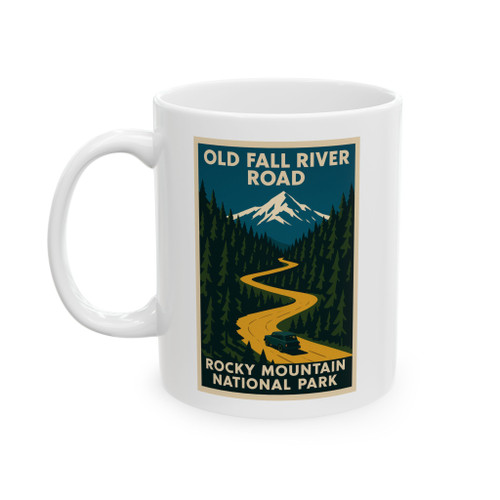 Old Fall River Road Mug – Rocky Mountain Vintage Poster Coffee Cup