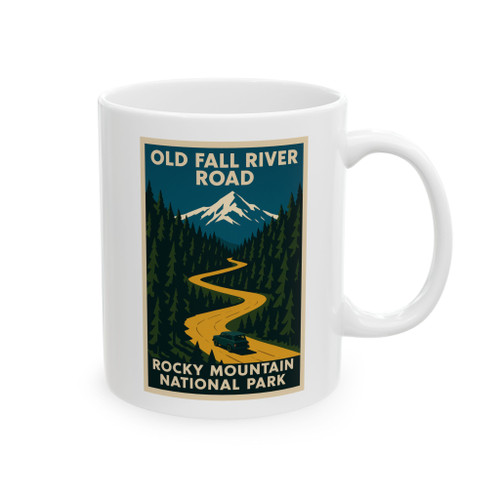 Old Fall River Road Mug – Rocky Mountain Vintage Poster Coffee Cup