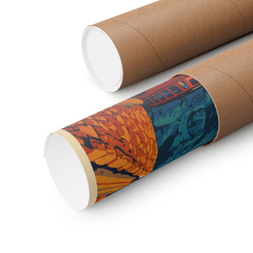 Glacier National Park Vintage Travel Poster – Red Bus Matte Vertical Wall Print (Unframed)