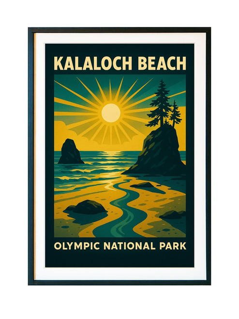 Kalaloch Beach Olympic National Park Poster – Vintage Coastal Matte Vertical Wall Art (Unframed)