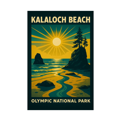 Kalaloch Beach Olympic National Park Poster – Vintage Coastal Matte Vertical Wall Art (Unframed)
